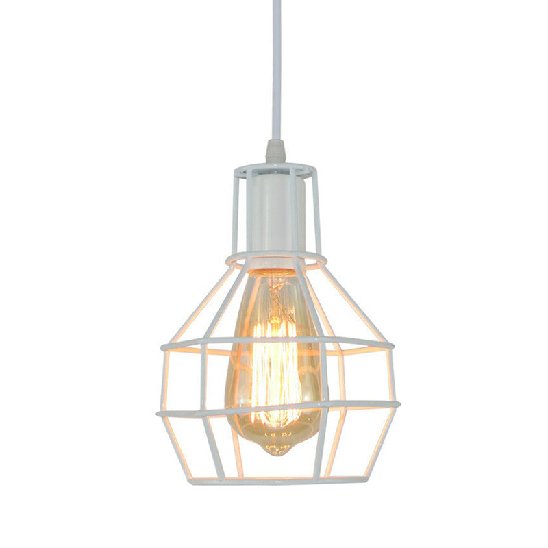 Ball Shaped Cage Bedroom Ceiling Hang Lamp Industrial Metal 1 Bulb Pendant Light Fixture