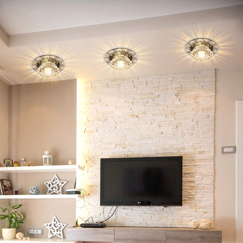 Scalloped Flush Ceiling Light Minimalist Crystal Clear Flush Mount Fixture for Corridor