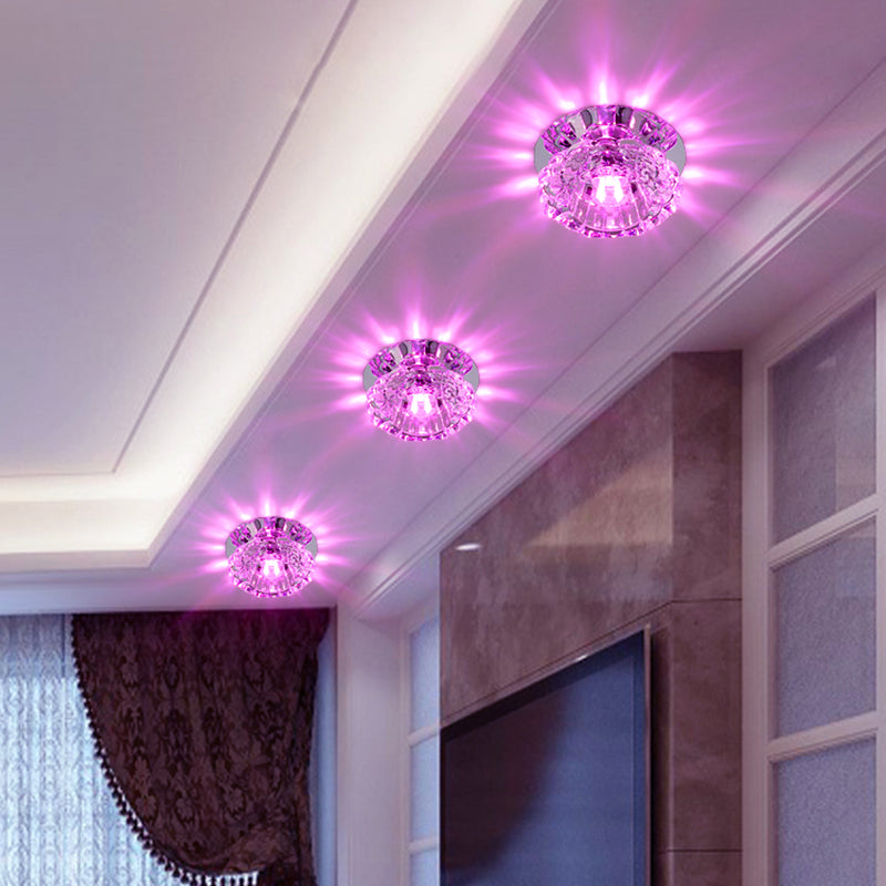 Clear Crystal Floral LED Ceiling Light Minimalist Flush Mount Lighting Fixture for Corridor