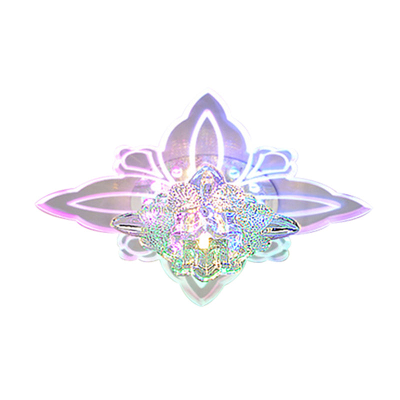 Plafonnier LED en forme de fleur de Style moderne, éclairage encastré en cristal pour foyer, avec pétales en acrylique transparent