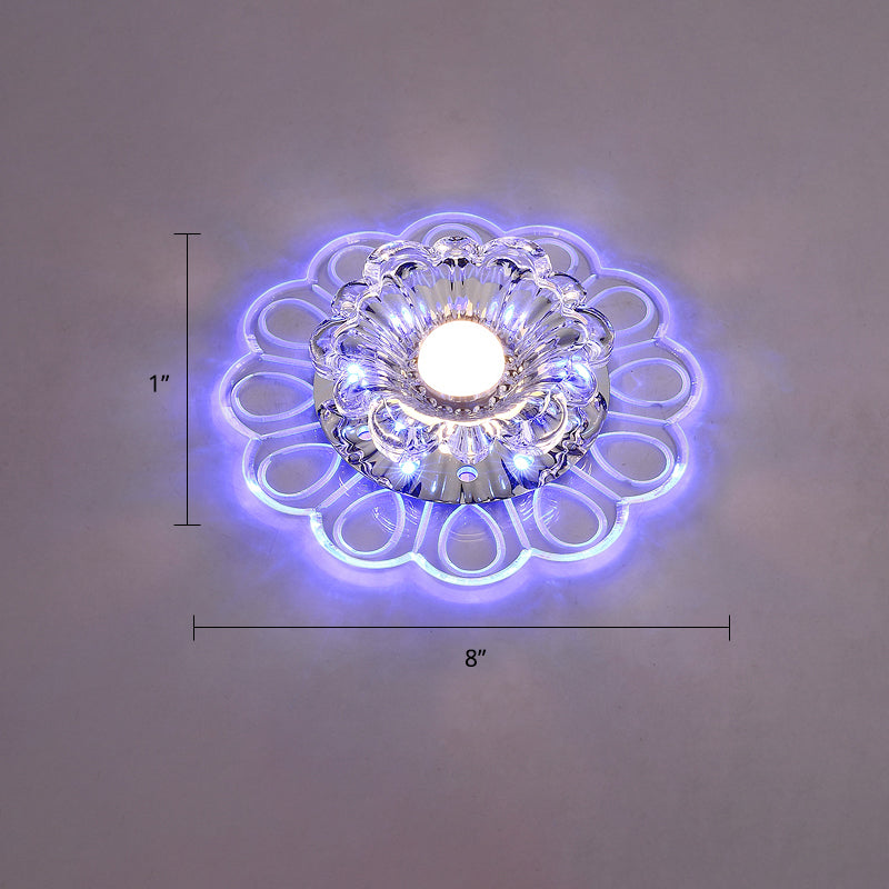 Flower LED Flush Mount Ceiling Light Minimalist Clear Crystal Foyer Flush Mounted Lamp