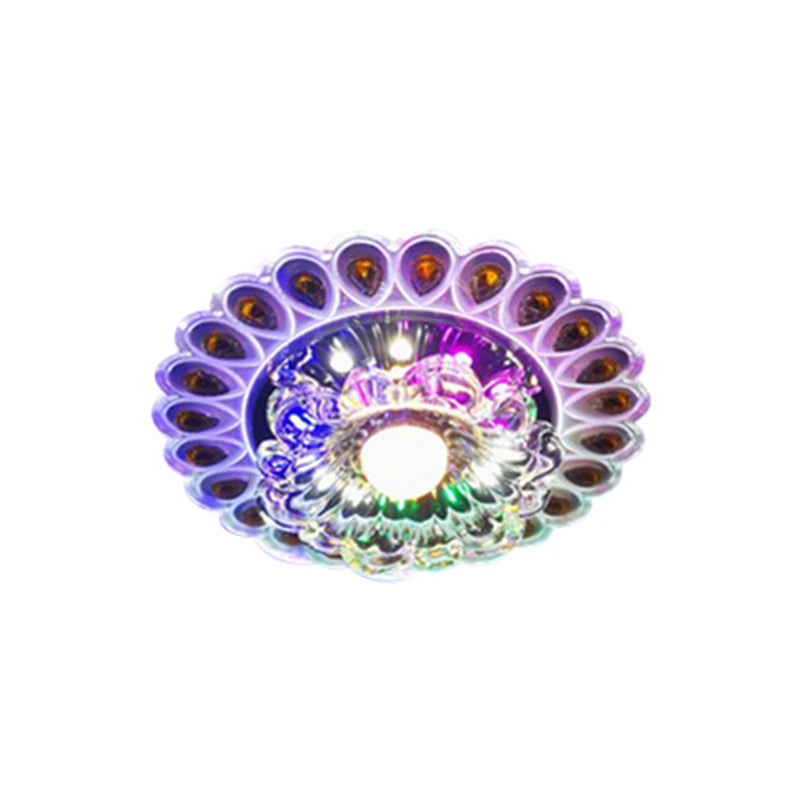 Hotel LED Ceiling Mount Light Modern Stylish Flushmount Lighting with Flower Crystal Shade