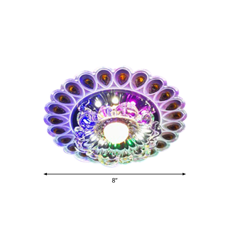 Hotel LED Ceiling Mount Light Modern Stylish Flushmount Lighting with Flower Crystal Shade