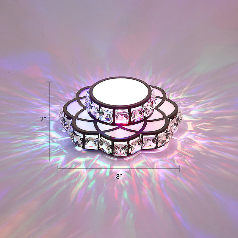Zwart bloemen Flush Mounted Lamp Modern Crystal LED Flush Mount Plafond Licht voor de Galerij