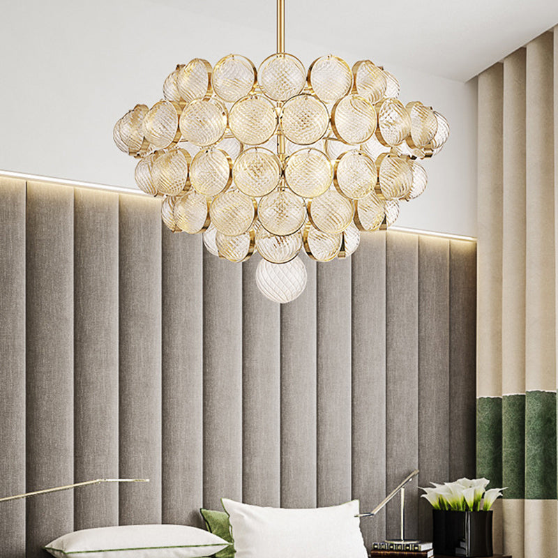 23.5"/33.5" Wide Bubble Chandelier Lamp Modernism Crystal Beige LED Pendant Lighting Fixture for Bedroom