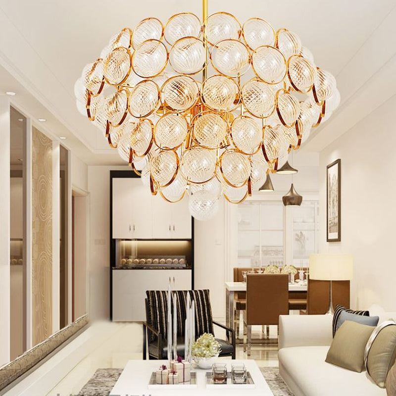 23.5"/33.5" Wide Bubble Chandelier Lamp Modernism Crystal Beige LED Pendant Lighting Fixture for Bedroom