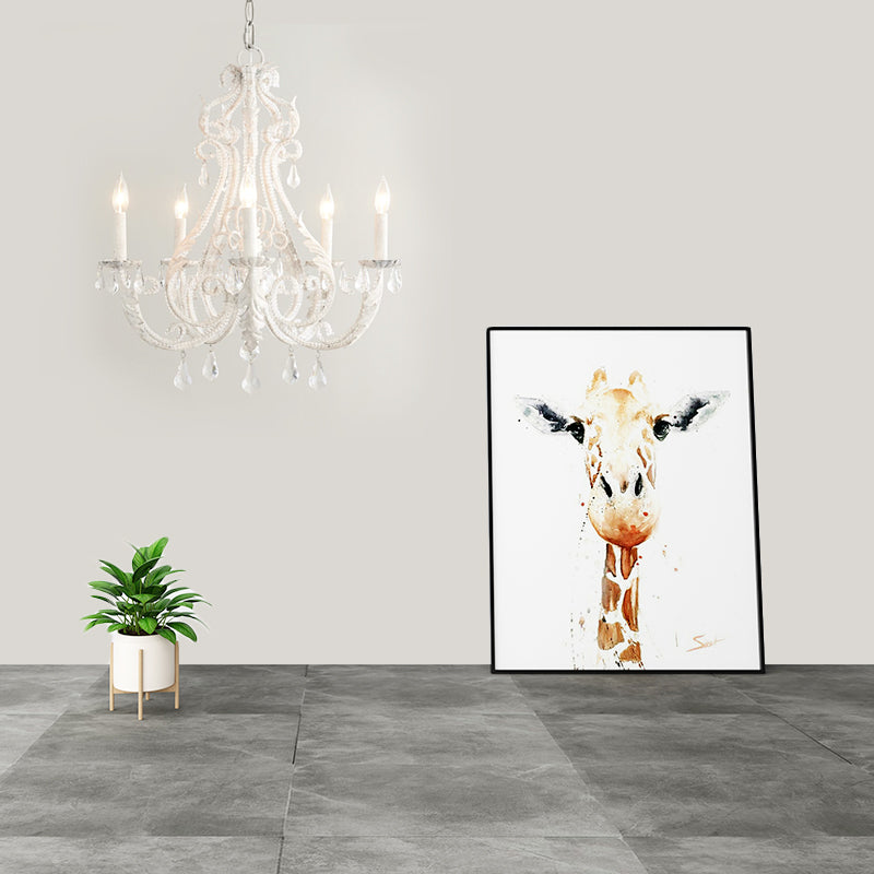 Grey/White Spur Chandelier Modern 5/6 Heads Crystal Ceiling Pendant Light for Living Room