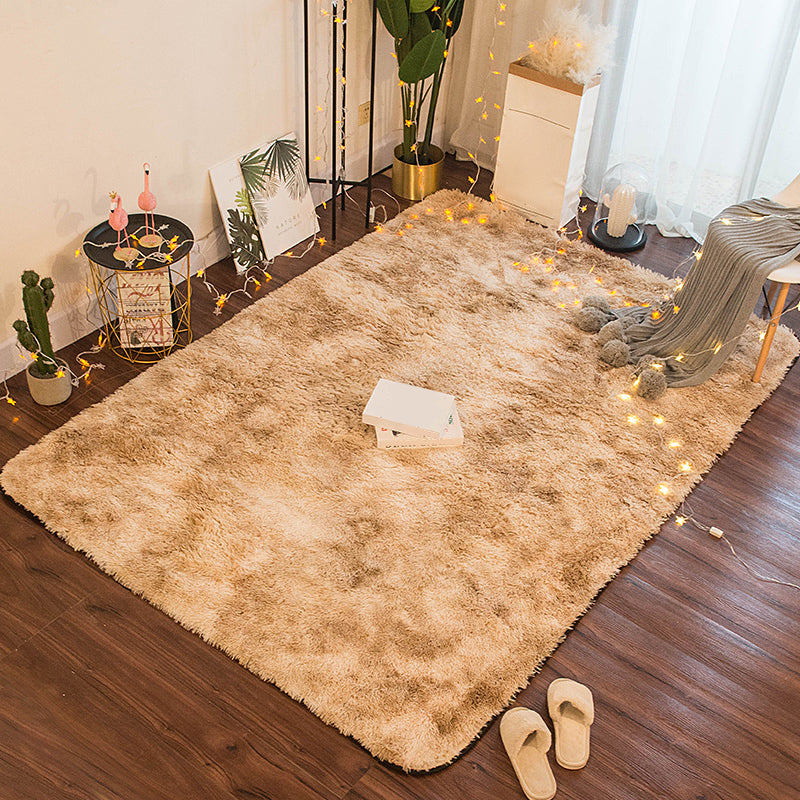 Simple Solid Color Rug Multi Colored Polyster Indoor Rug Non-Slip Backing Pet Friendly Area Carpet for Bedroom