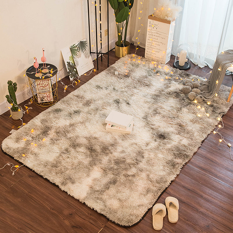 Simple Solid Color Rug Multi Colored Polyster Indoor Rug Non-Slip Backing Pet Friendly Area Carpet for Bedroom