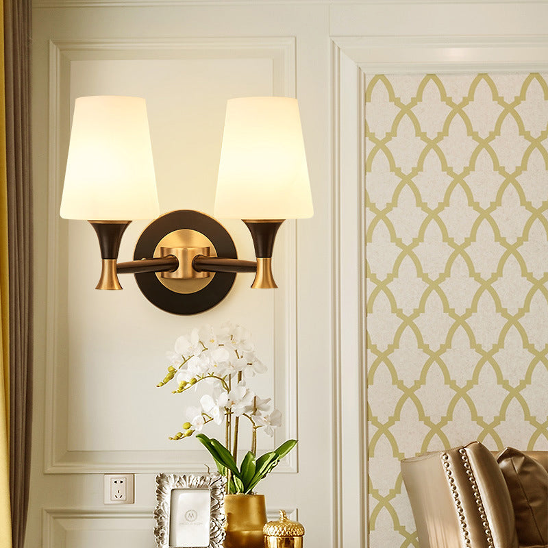 Éclairage mural de chambre conique Verre givrée rétro Grosse