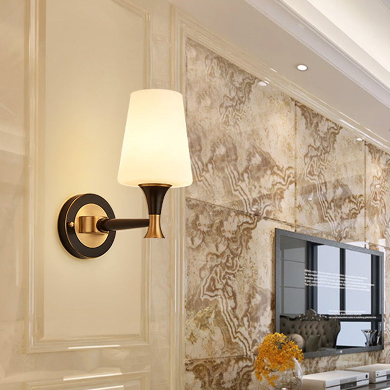 Éclairage mural de chambre conique Verre givrée rétro Grosse