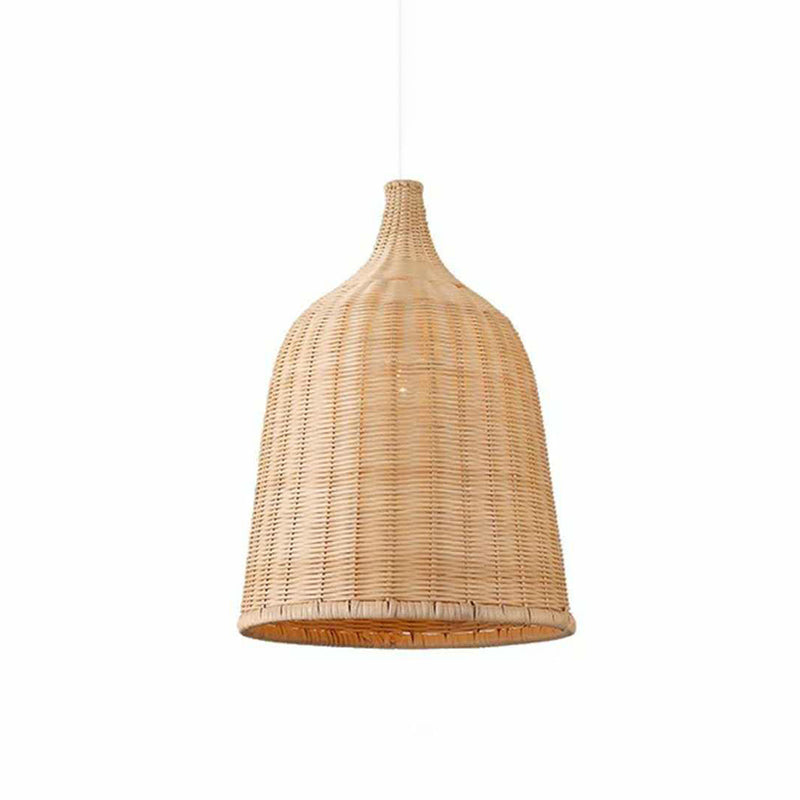 Hand-Braided Pendant Light Fixture Asia Bamboo 1 Bulb Restaurant Ceiling Hang Lamp