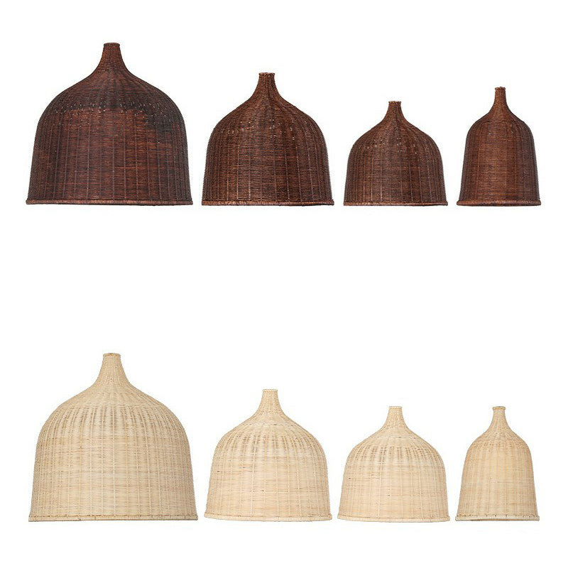 Hand-Braided Pendant Light Fixture Asia Bamboo 1 Bulb Restaurant Ceiling Hang Lamp