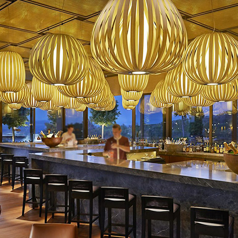 Sphere Restaurant Suspension Beleuchtung Holz mit Single-Bulb minimalistischer Anhänger Licht Kit
