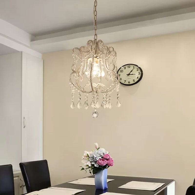 Brass Laser-Cut Pendant Lamp Modernism Crystal 1 Head Hanging Light Fixture for Living Room