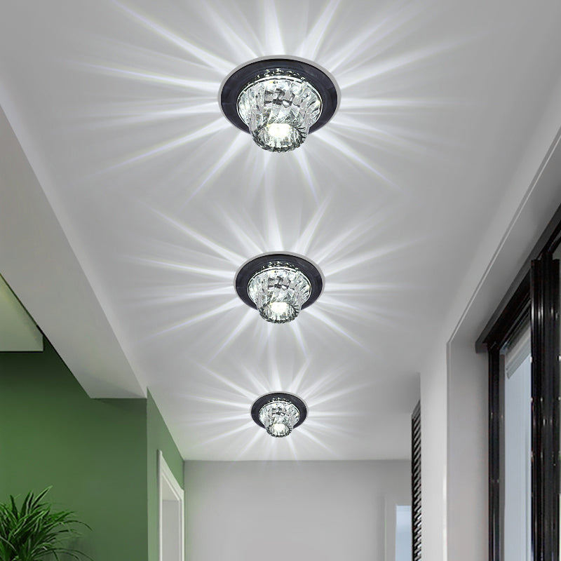 Flared LED Flush Mount Ceiling Fixture Simple Twisted Crystal Corridor Flush Light  in Clear