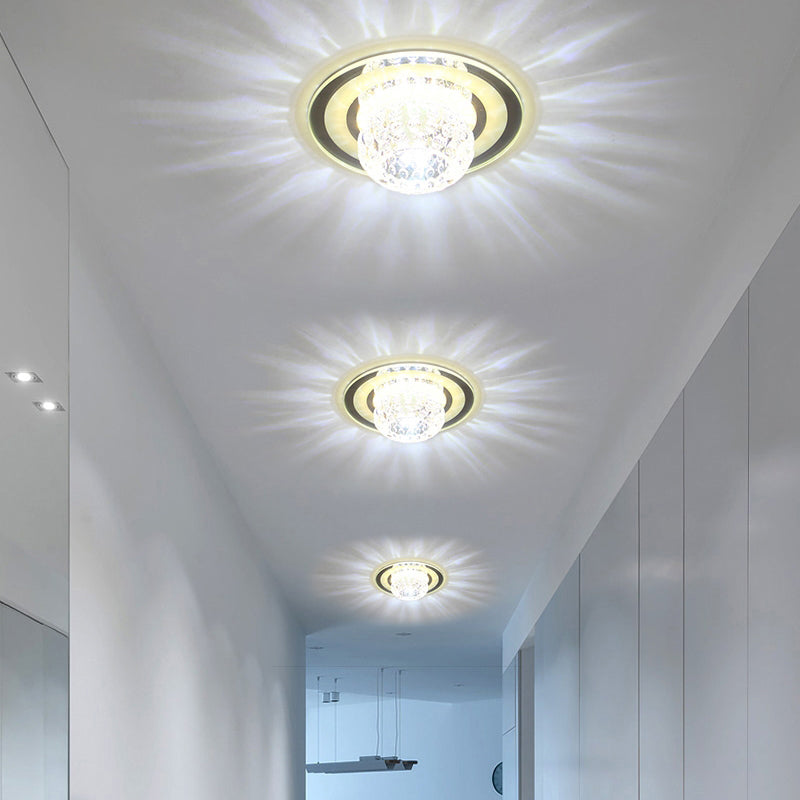 Donut LED Flush Mount Lighting Contemporary Cut-Crystal Clear Ceiling Mount Light for Entryway