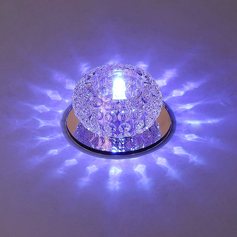 Living Room LED Mini Spotlight Decorative Flush Mount Ceiling Light with Circular Clear Crystal Shade