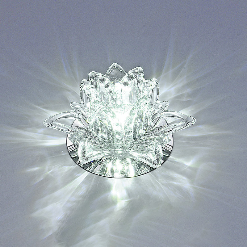 Contemporary Lotus Blossom Massimale Flush Light Clear Crystal Corridoio LED Flush Montaggio Fissaggio