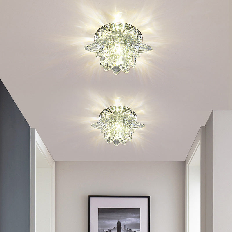 Contemporary Lotus Blossom Massimale Flush Light Clear Crystal Corridoio LED Flush Montaggio Fissaggio