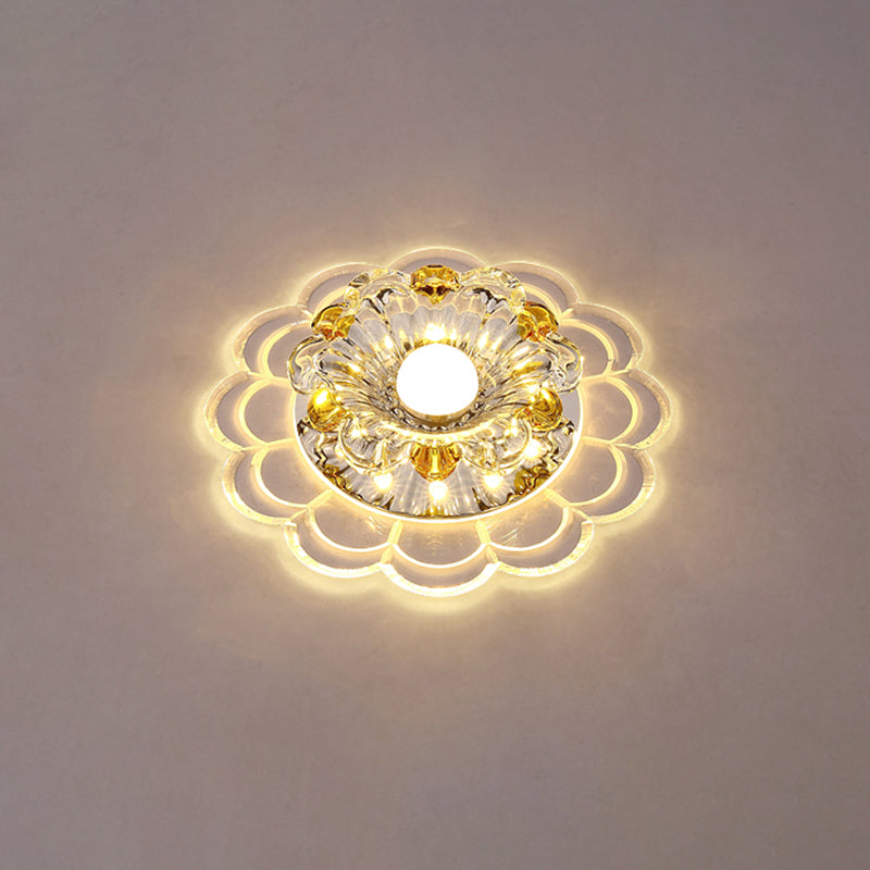 Scalloped Flush Mount Recessed Lighting Modern Crystal Clear LED Ceiling Fixture for Corridor