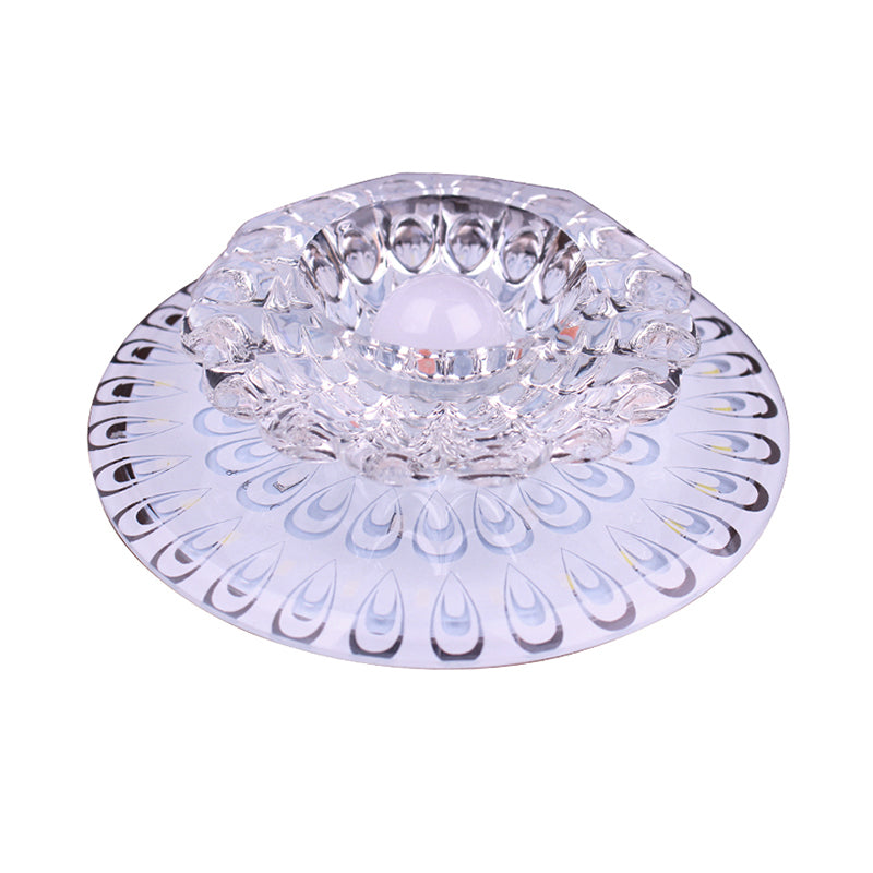Bloom Entryway LED Ceiling Lamp Clear Crystal Modern Flush-Mount Light Fixture in White