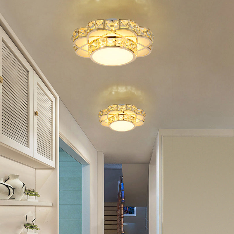 Modernist LED Flush - Mount Light Gold Finish Flower Massimale Fixture con Clear Crystal Shade
