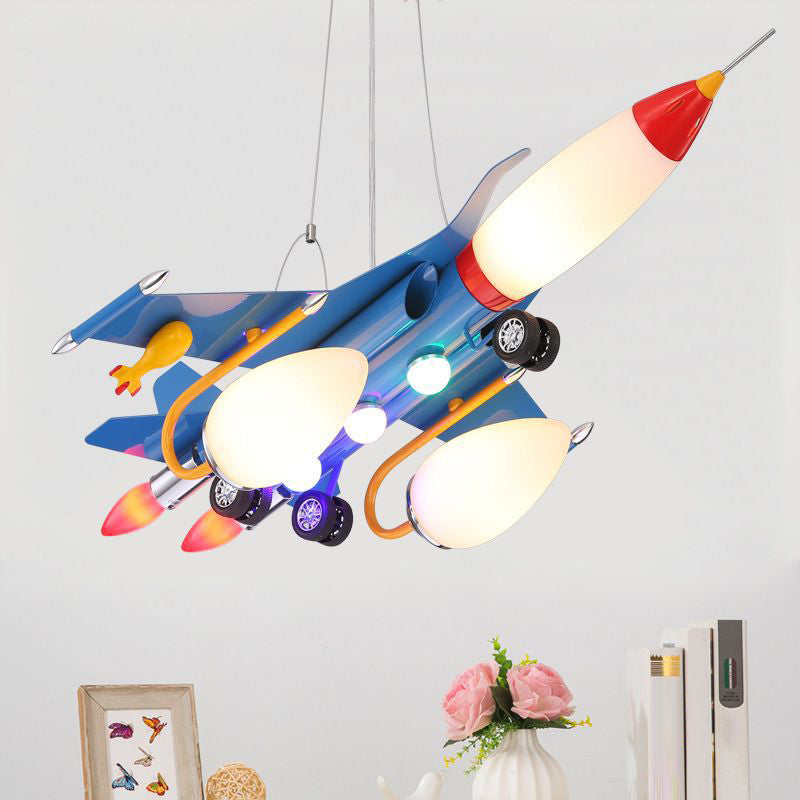 Rocket Aircraft Kids Room Pending Lighting ACRYLIC CREATIN CREARE PLAFIER CHANDELIER EN BLEU