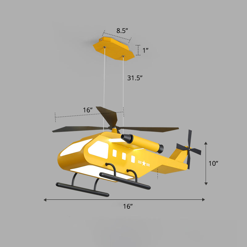 Hélicoptère LED Suspension luminaire de style enfant de style métal.