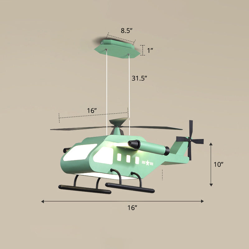 Hélicoptère LED Suspension luminaire de style enfant de style métal.