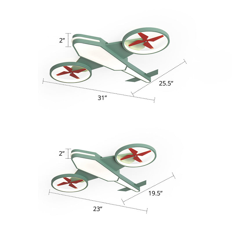 Soporte de techo de LED para niños de montaje de dormitorio para niños de aeronaves con difusor de acrílico