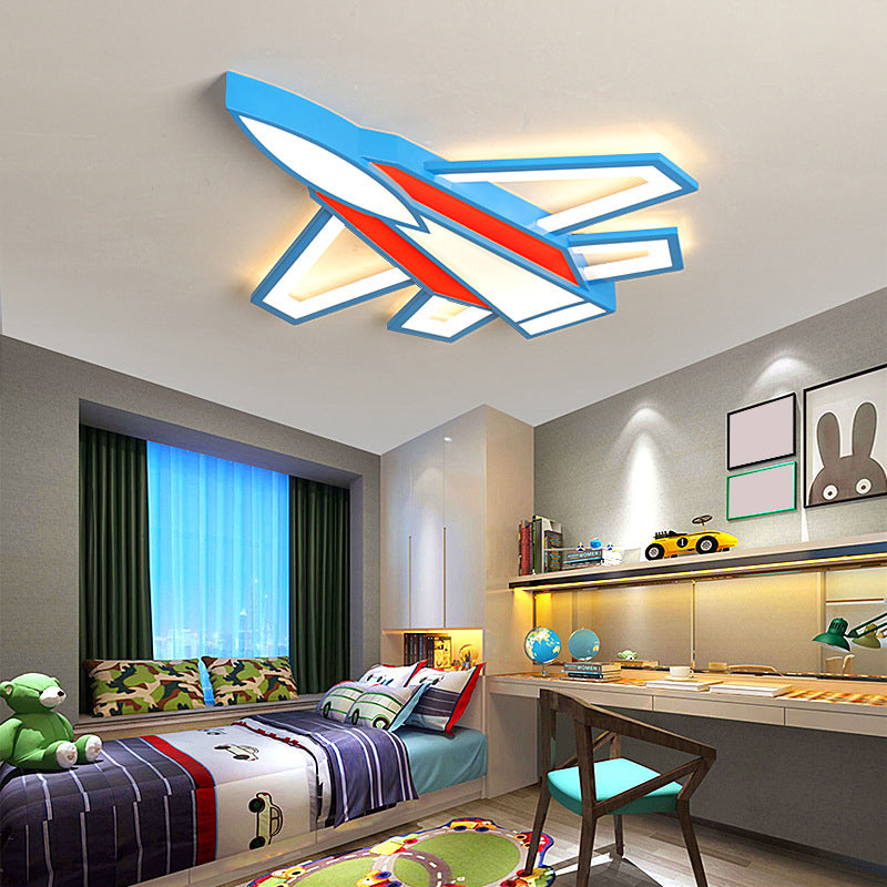 Cartoon Plane LED Flush Mount Fixture Metal Childrens Room Flush Mount Ceiling Light