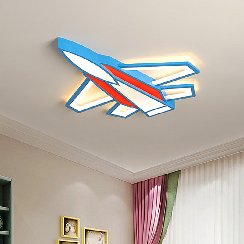 Cartoon Plane LED Flush Mount Fixture Metal Childrens Room Flush Mount Ceiling Light