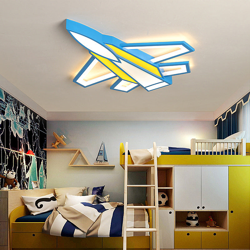 Cartoon Plane LED Flush Mount Fixture Metal Childrens Room Flush Mount Ceiling Light