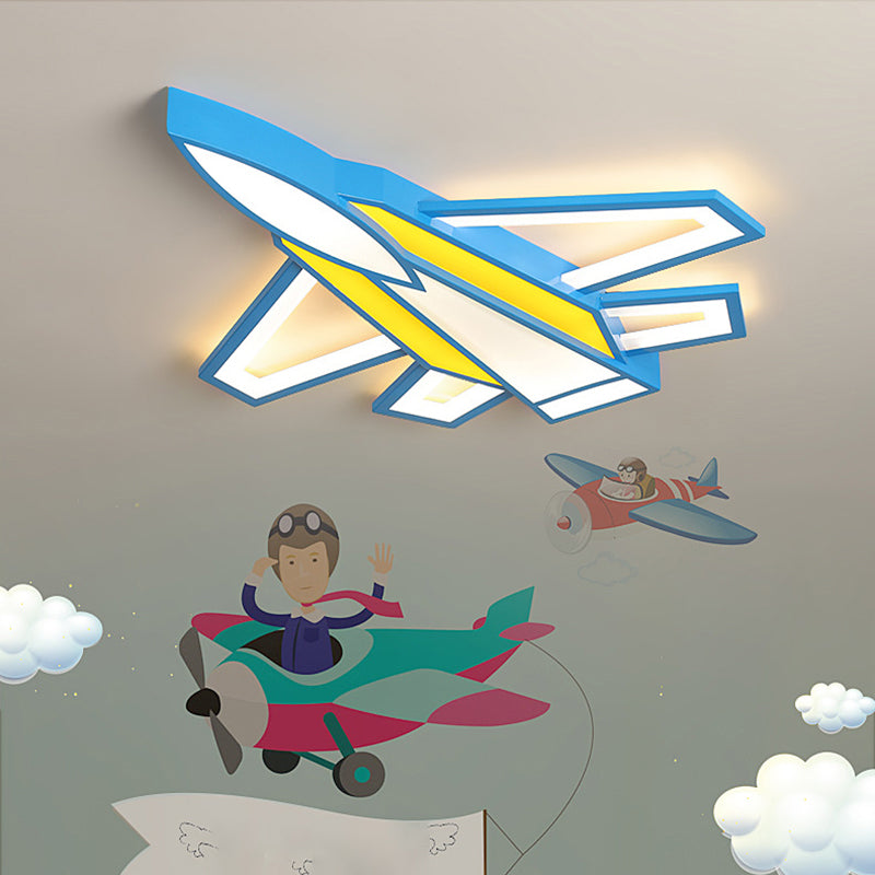 Cartoon Plane LED Flush Mount Fixture Metal Childrens Room Flush Mount Ceiling Light