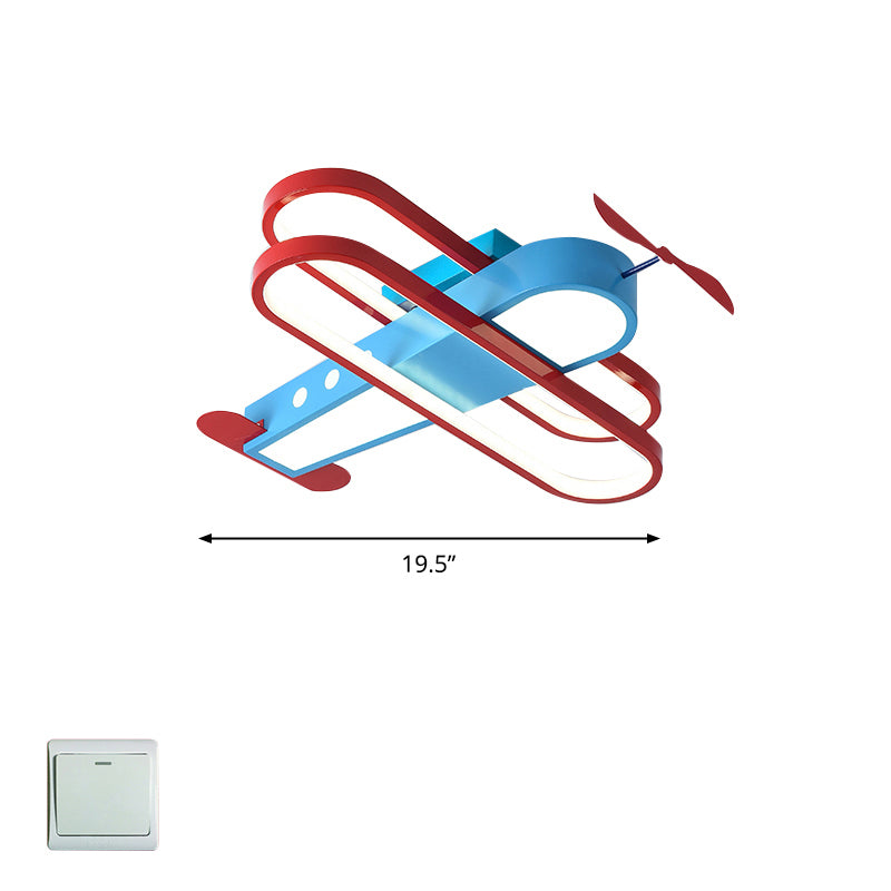 Biplane LED Ceiling Flush Light Cartoon Acrylic Boys Room Flush-Mount Light Fixture