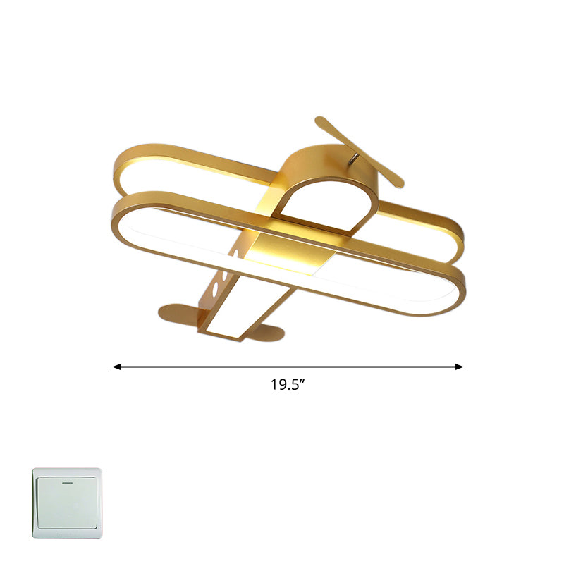 Biplane LED Ceiling Flush Light Cartoon Acrylic Boys Room Flush-Mount Light Fixture