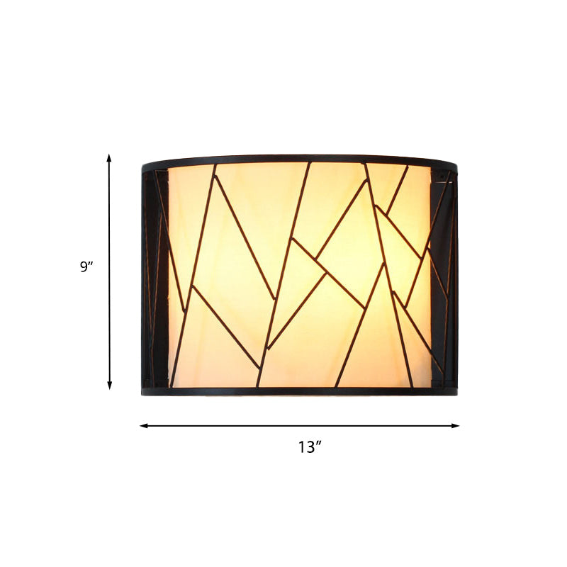 Lampe murale à demi-cylindre moderne 2-Light Fabric Fil Cadre de la teinte Murale de paroi Lumière en noir