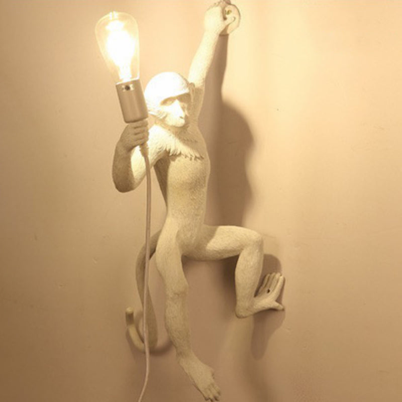 Art Deco Monkey Lámpara montada en la pared Resina 1 Cabez