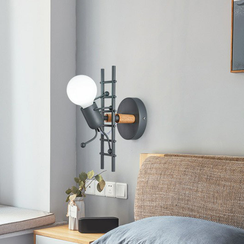 Ladder Stick Man Wall Lighting Decorative Metal 1-Head Bedside Wall Mounted Light