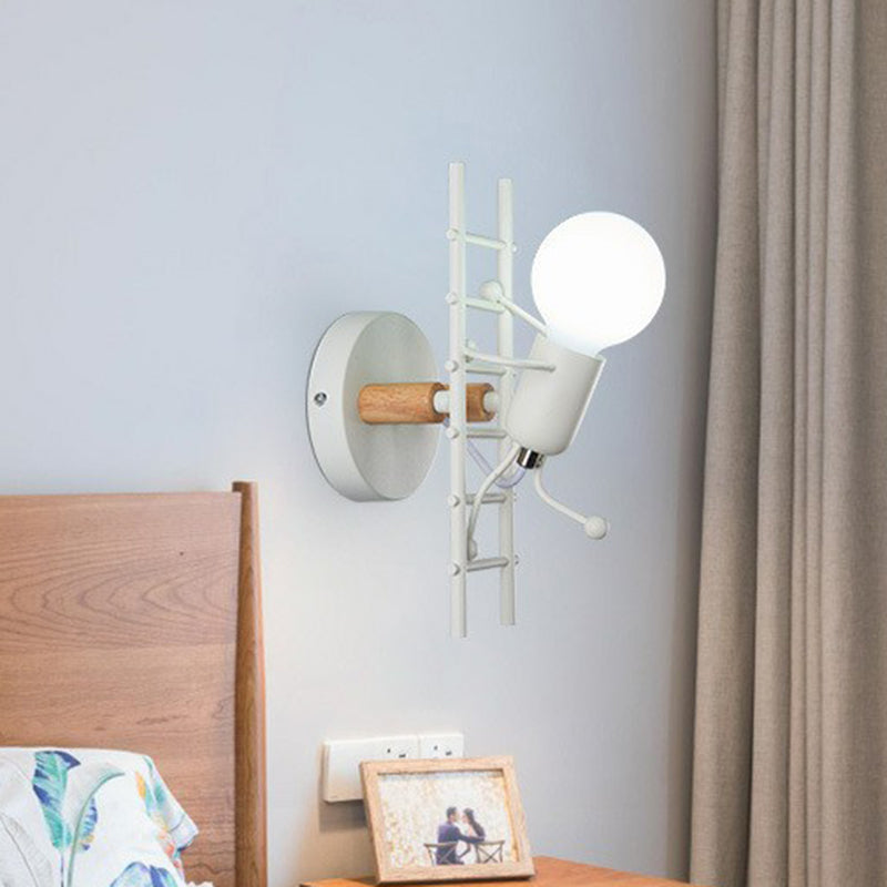 Ladder Stick Man Wall Lighting Decorative Metal 1-Head Bedside Wall Mounted Light