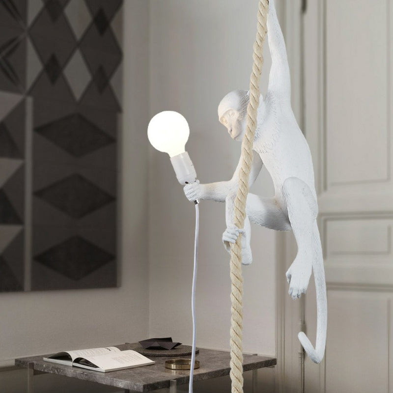 Pendule de singule résine artistique 1-bulb pendant lampe avec corde suspendue