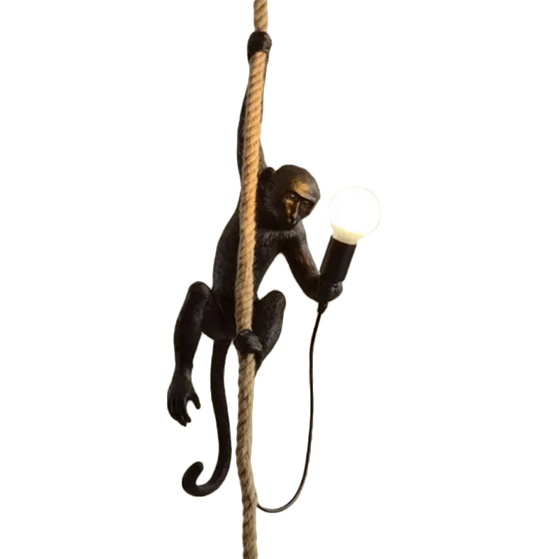 Monkey Pendulum Licht Artistieke hars 1-bulb plafond hanger lamp met hangende touw