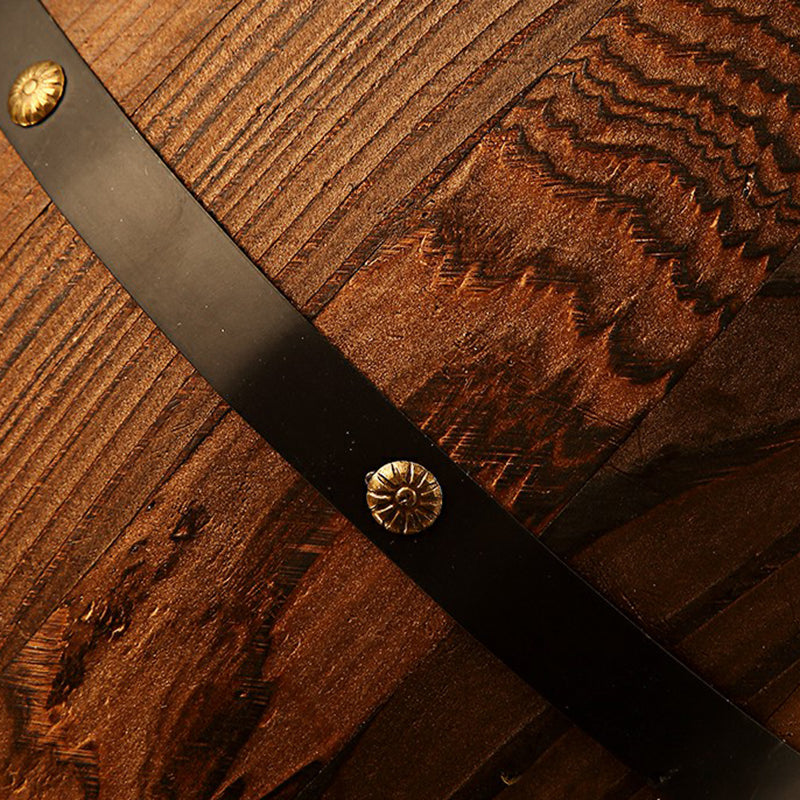 Wooden Wine Barrel Pendant Light Fixture Rustic 1-Light Brown Suspension Lighting for Bistro