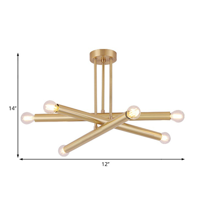 Lineal de la lámpara colgante de dormitorio metal múltiples luces múltiples techo modernista lámpara colgada en oro