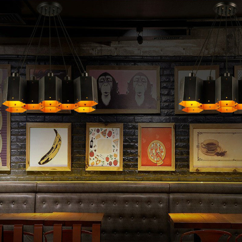 Honeycomb Bistro Multi-Light Pendant Industrial Metal Black Suspension Lighting Fixture