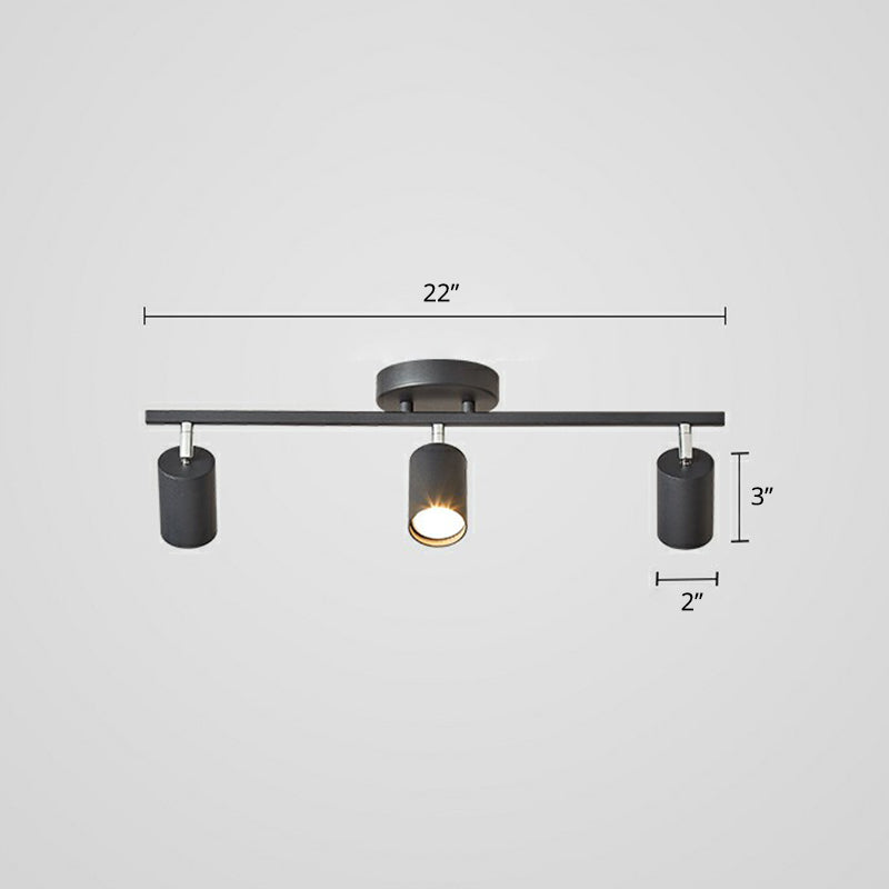 Metal Tube Spotlight Track Lamp Modern Semi Flush Mount Ceiling Light for Clothing Store