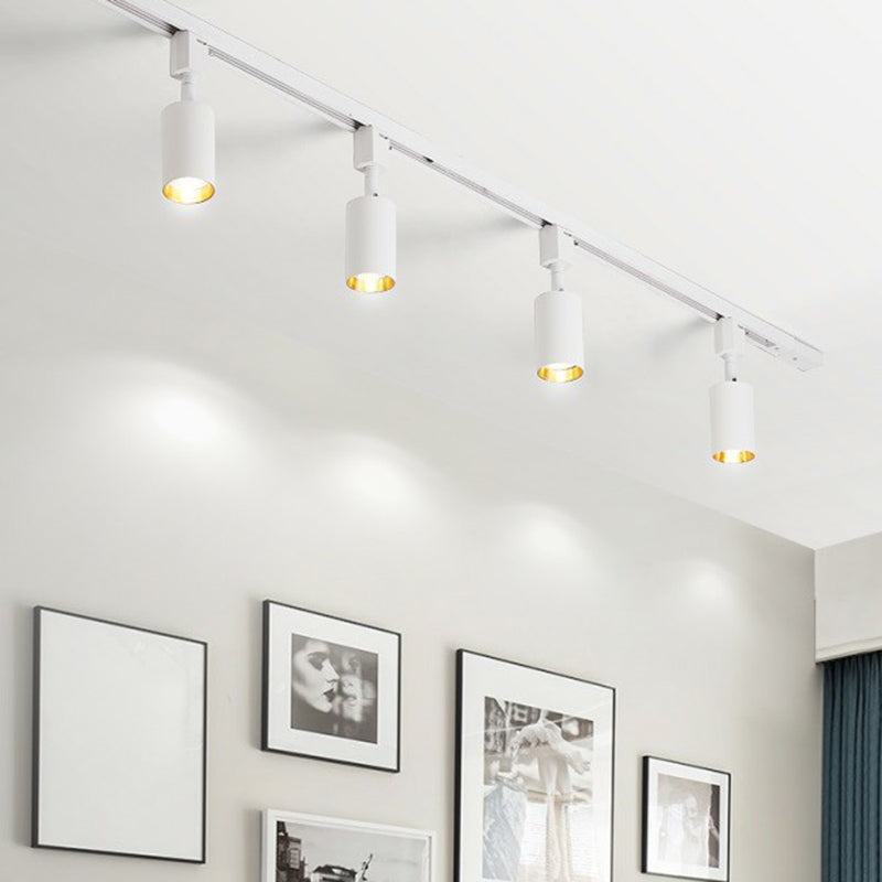 Lámpara de riel LED tubular de estilo nórdico, foco metálico para sala de estar, iluminación de montaje semiempotrado