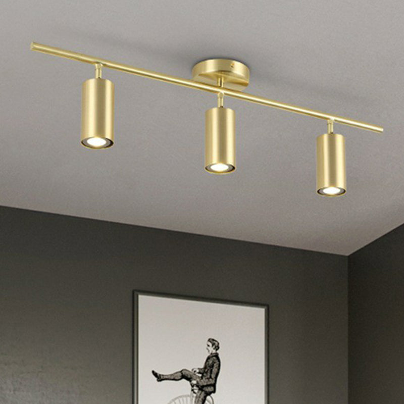 Projecteur LED cylindrique en métal, finition dorée Post-moderne, plafonnier Semi-encastré pour Salon