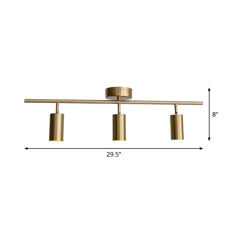 Projecteur LED cylindrique en métal, finition dorée Post-moderne, plafonnier Semi-encastré pour Salon